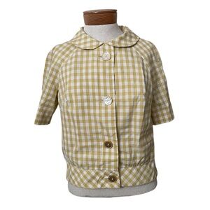 Vintage Ivan Frederics Yellow White Gingham Collared Blouse